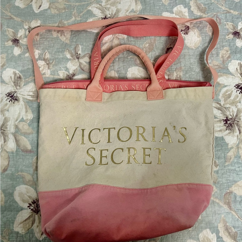 Victoria's Secret Pink and Cream Tote Bag/2in1 remover cooler insolated  bag
